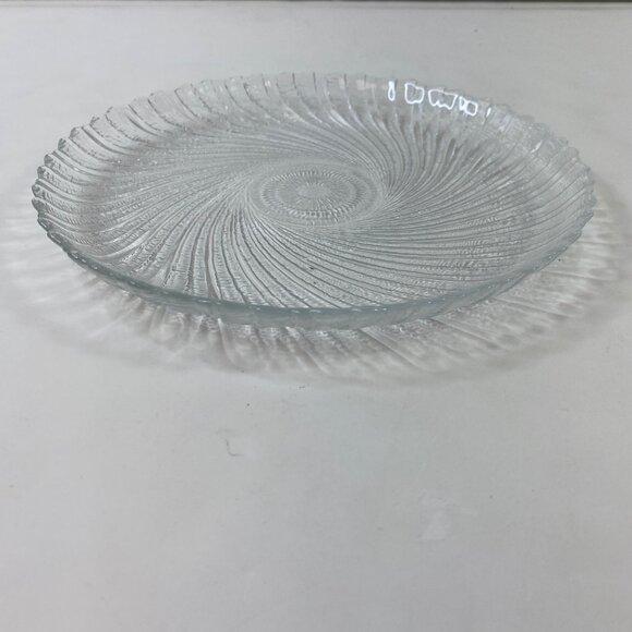Arcoroc Seabreeze Pressed Swirl Pattern Clear Glass Dinner Plates Set 6 - Picture 3 of 6